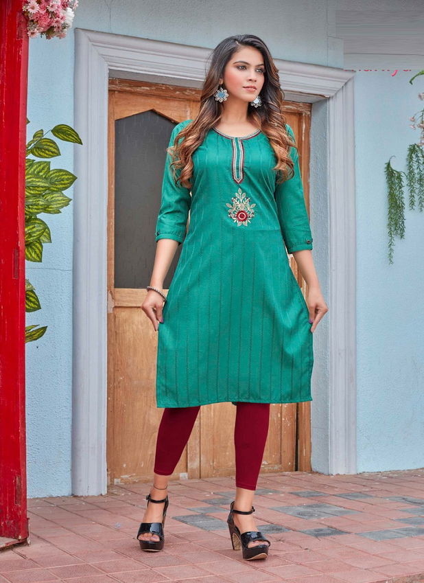 Rung Mahiya Heavy Rayon Designer Daily Wear Kurtis Collection